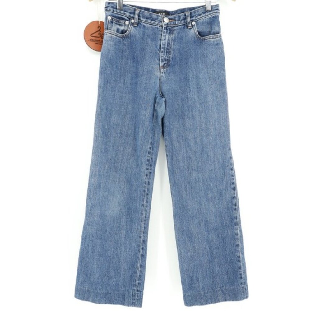 A.P.C. Jean Sailor Womens Blue Wide Leg Cropped Jeans Size 27 Capsule Casual